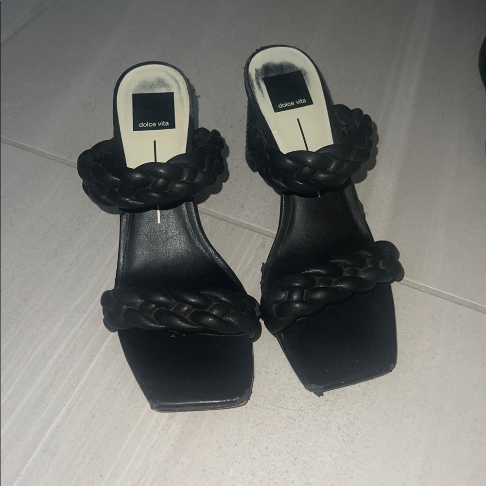 Dolce Vita Black Braided Slide Sandals